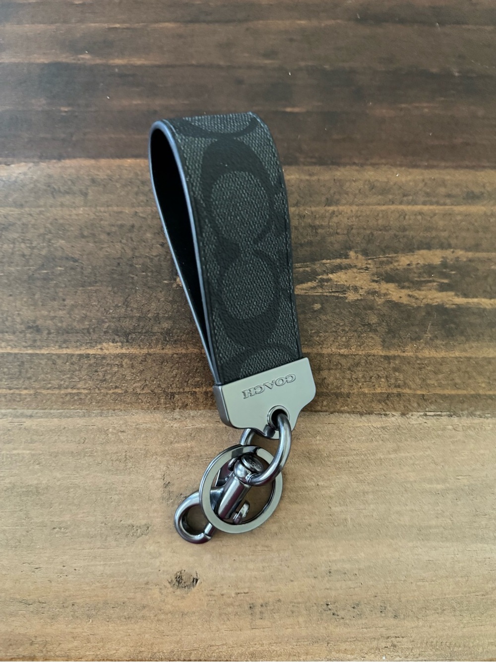 Coach Black Signature Canvas Key Loop